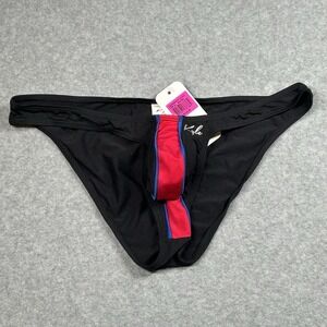 Kyle Lava Stripe Bi Swim Brief XL Black Red Colombian NWT